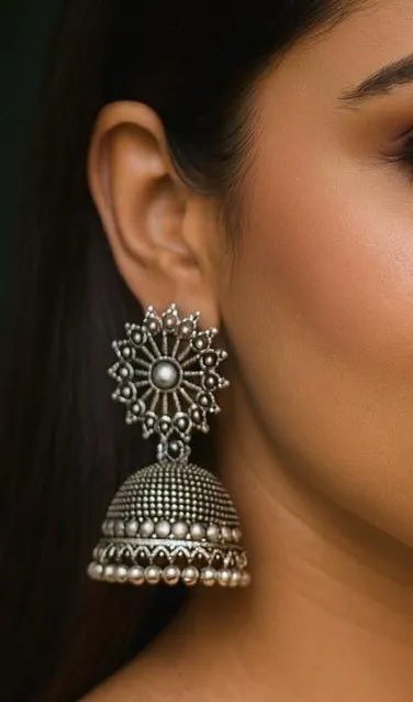 Classic Tribal Silver Jhumka